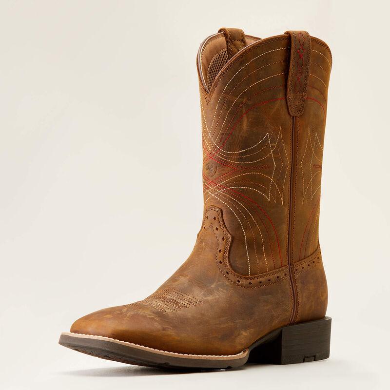 Sport Wide Square Toe Western Boot - Distressed Brown - Purpose-Built / Home of the Trades