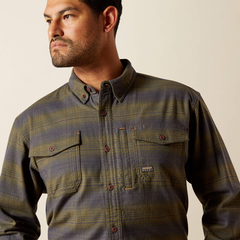 Flannel Durastretch Work Shirt LS- Burnt Olive