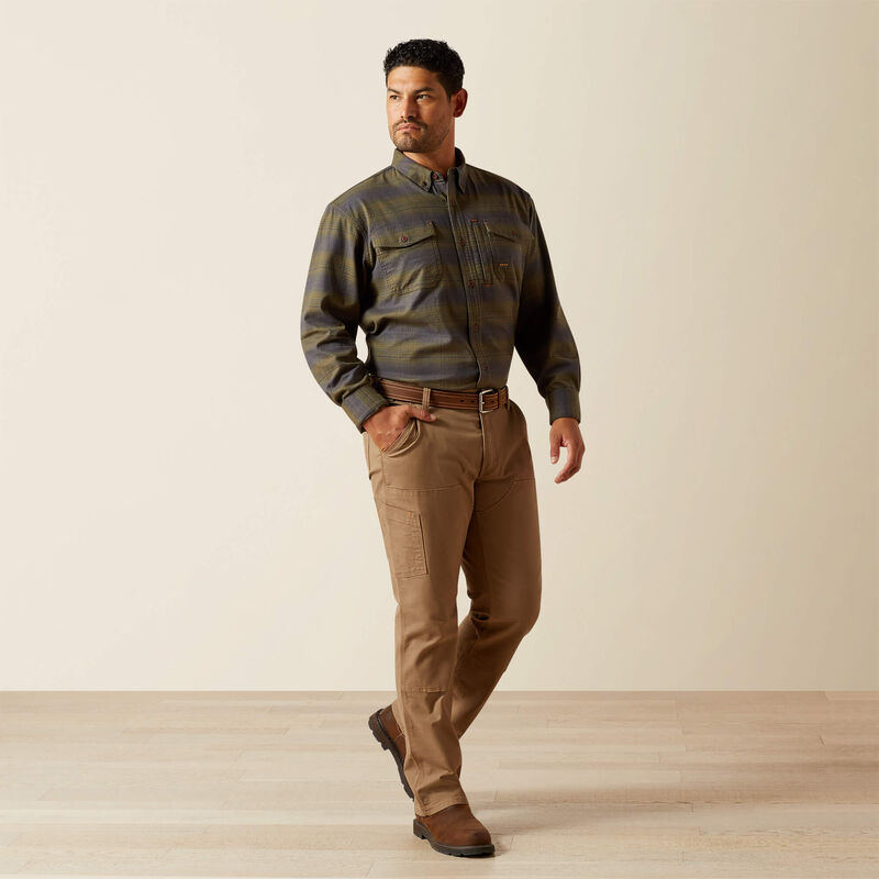 Flannel Durastretch Work Shirt LS- Burnt Olive