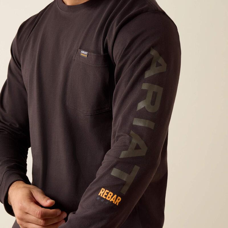 Rebar Cotton Strong Standard Logo Pocket LS T-Shirt- Licorice/Canteen