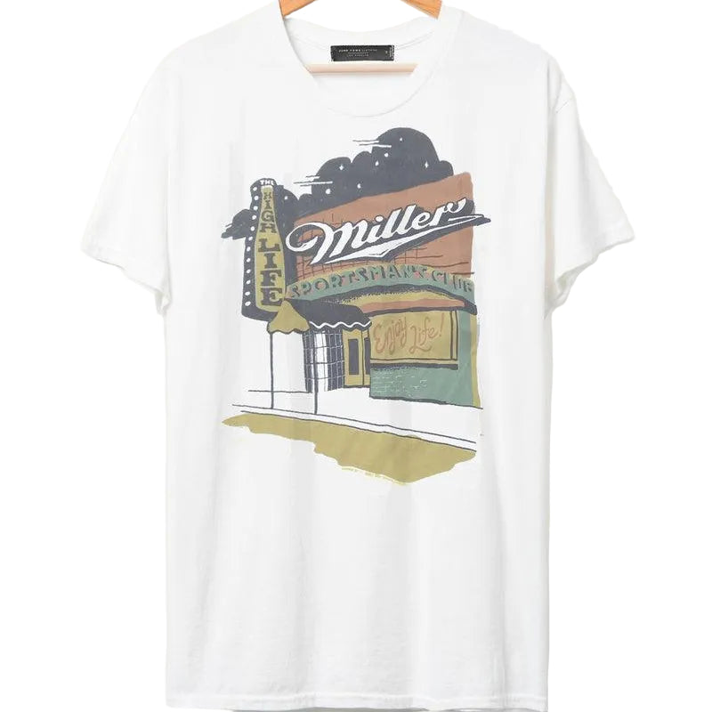 Junk Food Miller High Life Sportsman graphic t-shirt in white with vintage brand print