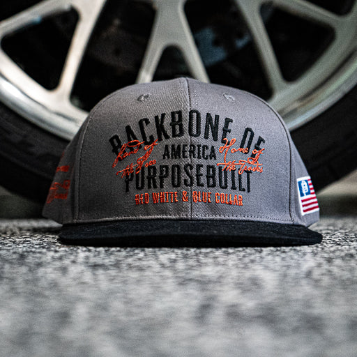 “Backbone of America” Snapback, Grey/Black