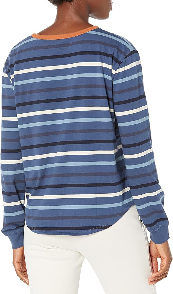 Women's Long Sleeve Deschutes Cotton Ringer Tee- Blue Multi