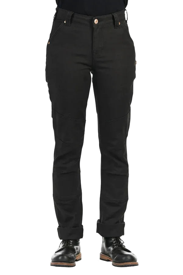 Women's GO TO stretch canvas work pant by Dovetail in carbon black, main product view