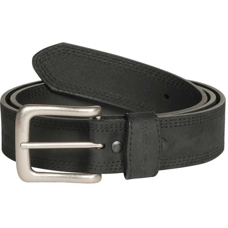 Carhartt Leather Triple Stitch Belt Black With Antique Nickel Finish