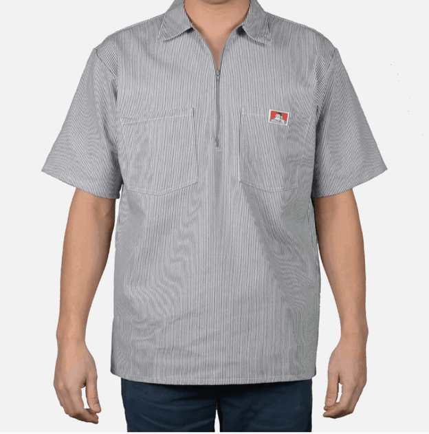 1/2 Zipper Short Sleeve Hickory Stripe - Purpose-Built / Home of the Trades - -