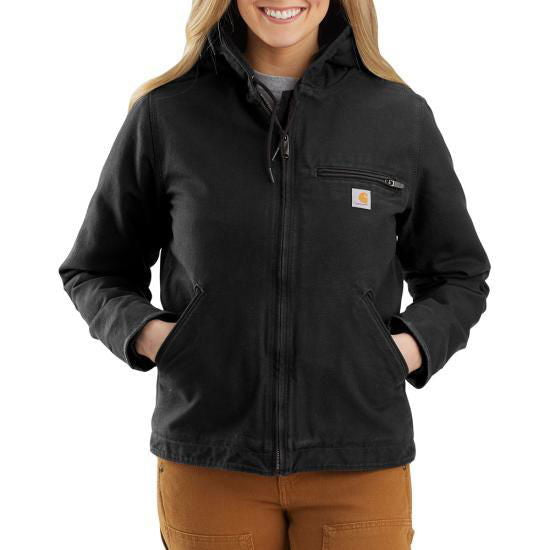 104292 - Women'S Loose Fit Washed Duck Jacket - Sherpa Lined - Black - Purpose-Built / Home of the Trades - -