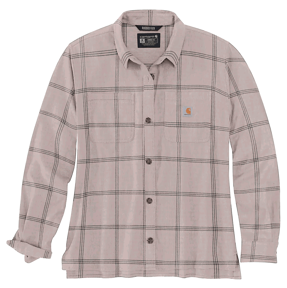 105989 - Women's rugged flex® loose fit midweight flannel long-sleeve plaid shirt - Mink - Purpose-Built / Home of the Trades - -