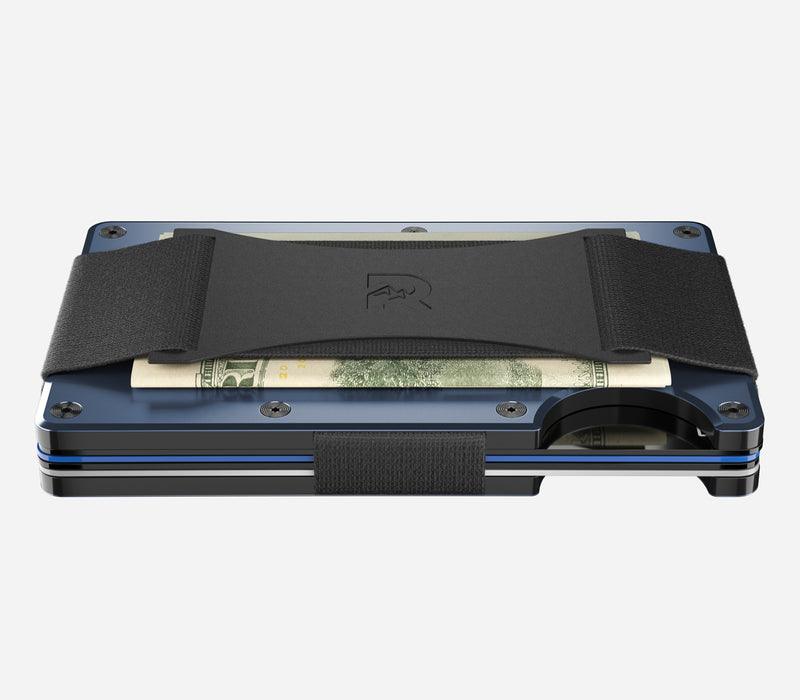 Aluminum | Alpine Navy Minimalist Wallet - Cash Strap - -