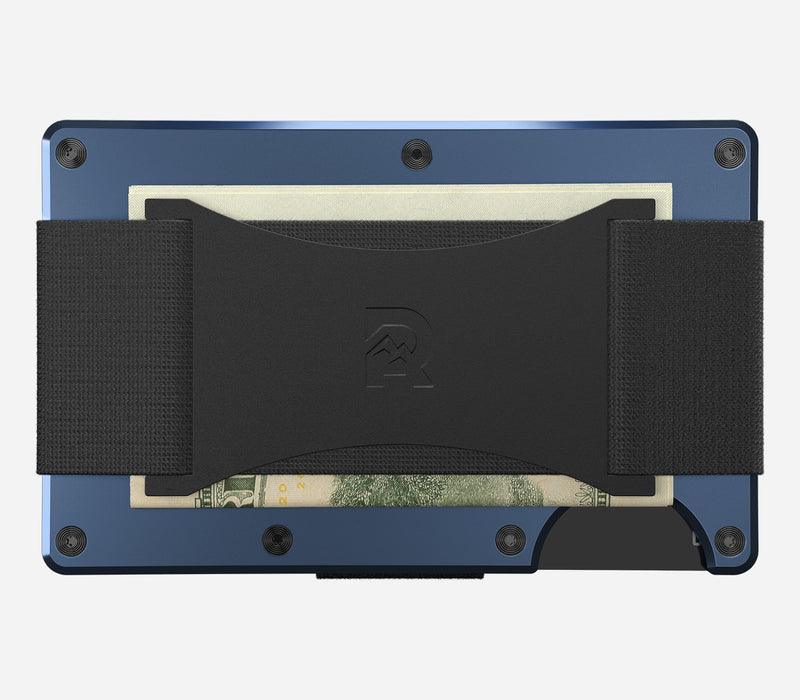 Aluminum | Alpine Navy Minimalist Wallet - Cash Strap - -