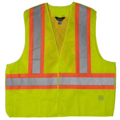 5 Point Tearaway Safety Vest X Back ANSI Class 2 - Lime