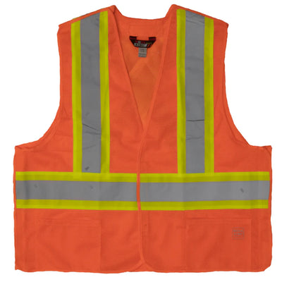 5 Point Tearaway Safety Vest X Back ANSI Class 2 - Orange