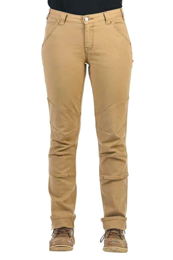 Women's GO TO stretch canvas work pant by Dovetail in sawdust brown, main product view