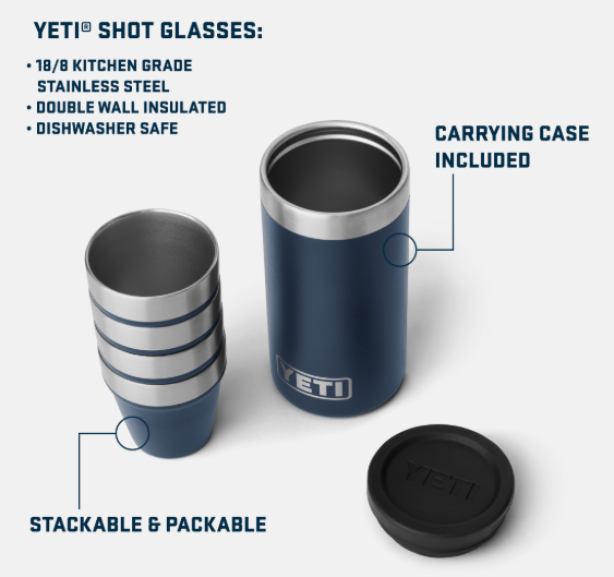 YETI Shot Glasses & Case - Black