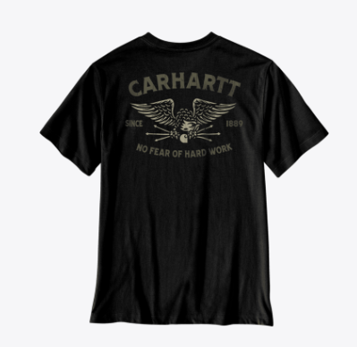 Irvine Relaxed Hardwork Eagle T-Shirt- Black/ Army Green