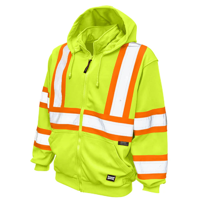 Fleece Unlined Safety Hoodie W/Adjustable Drawcord - Lime