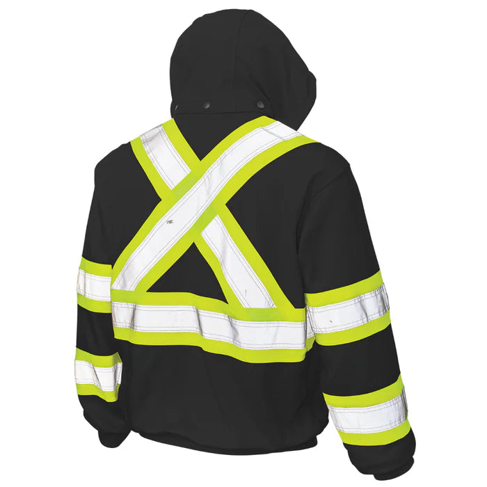 Fleece Unlined Safety Hoodie W/Adjustable Drawcord - Black