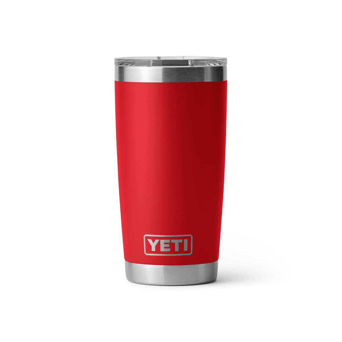 YETI Rambler 20 oz tumbler in rescue red, front view with MagSlider lid