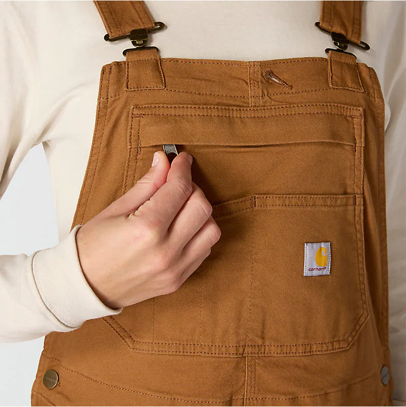 Women's Rugged Flex Loose Fit Canvas Bib Overall - Carhartt Brown