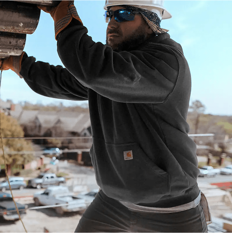 Rain defender® loose fit heavyweight quarter-zip hoodie - Carbon Heather - Purpose-Built / Home of the Trades