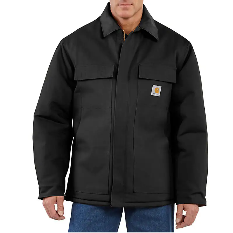 Loose Fit Firm Duck Insulated Traditional Coat - 3 Warmest Rating - Black