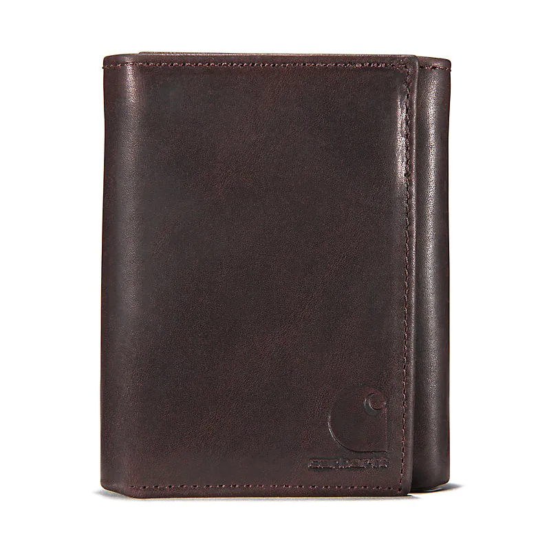 Carhartt Oil Tan Leather Trifold Wallet Brown OS
