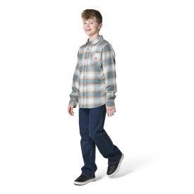 Youth Boys Long-Sleeve Flannel Button-Front Shirt - Hydro