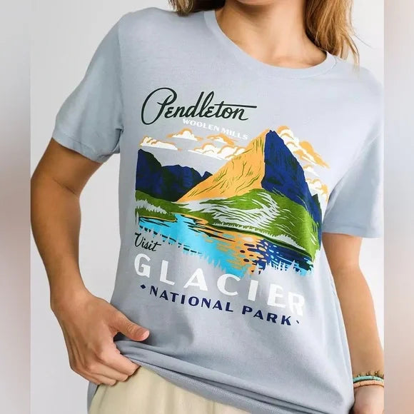 Glacier National Park Graphic Tee- Blue Fog