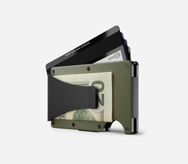 Aluminum | Matte Olive Minimalist Wallet - Money Clip - -