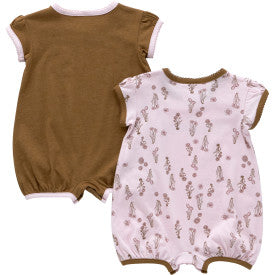 Infant Girls Short Sleeve Floral Romper 2 PC Set - Carhartt Brown