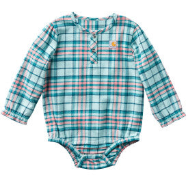 Infant Long-Sleeve Flannel Bodysuit - Blue Haze