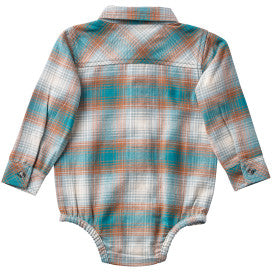 Infant Long-Sleeve Flannel Bodysuit - Hydro
