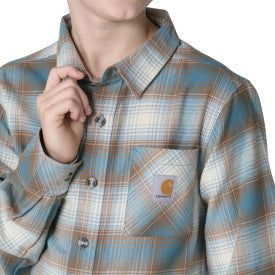 Youth Boys Long-Sleeve Flannel Button-Front Shirt - Hydro