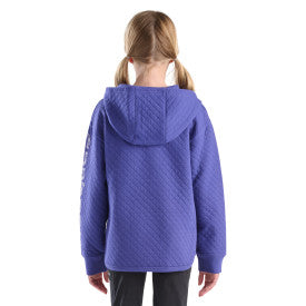 Youth Girls Long-Sleeve Quilted Jersey Halfzip SweatShirt - Navy Blue