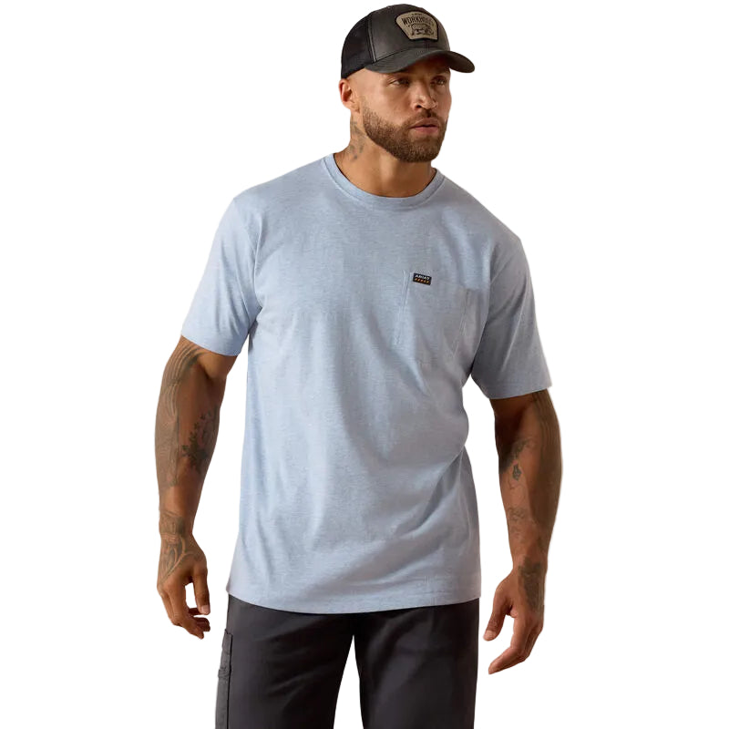 Rebar Cotton Strong Standard Pocket T-Shirt-Washed Rain Heather