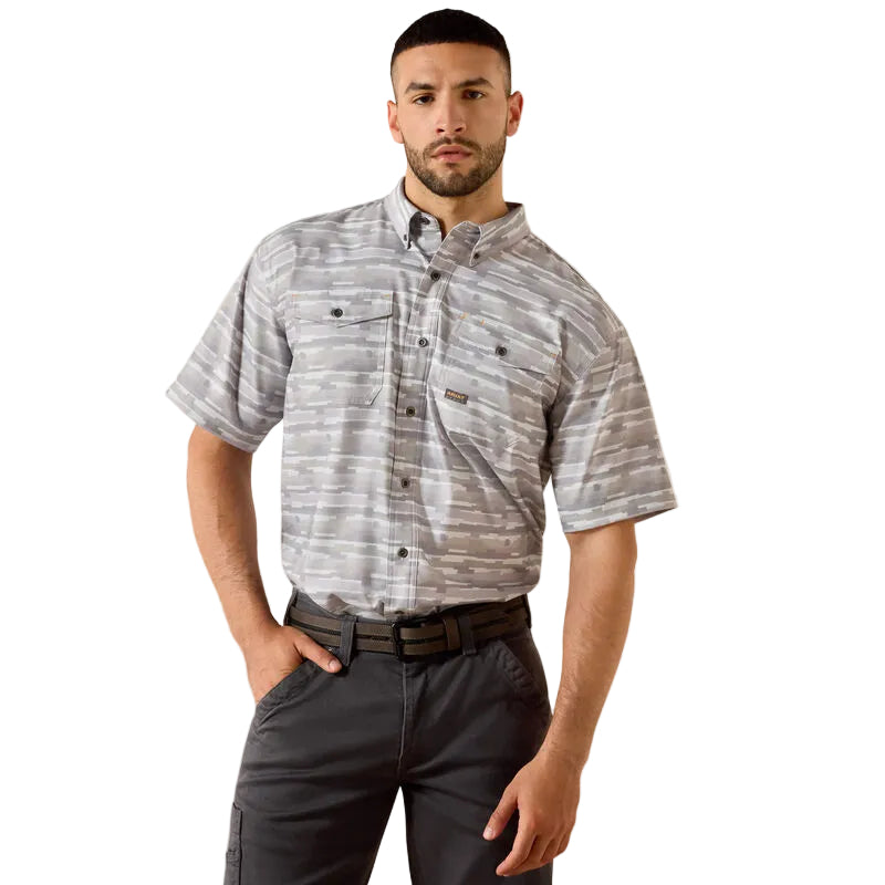 Rebar Made Tough VentTEK DuraStretch Work Shirt- Microchip Print