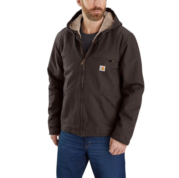 Washed Duck Sherpa-Lined Sierra Jacket, Dark Brown