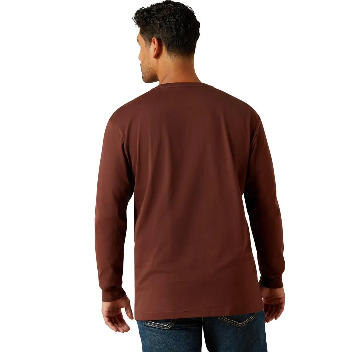 Cotton Strong Standard Logo Pocket TShirt LS- Bitter Chocolate/Charcoal
