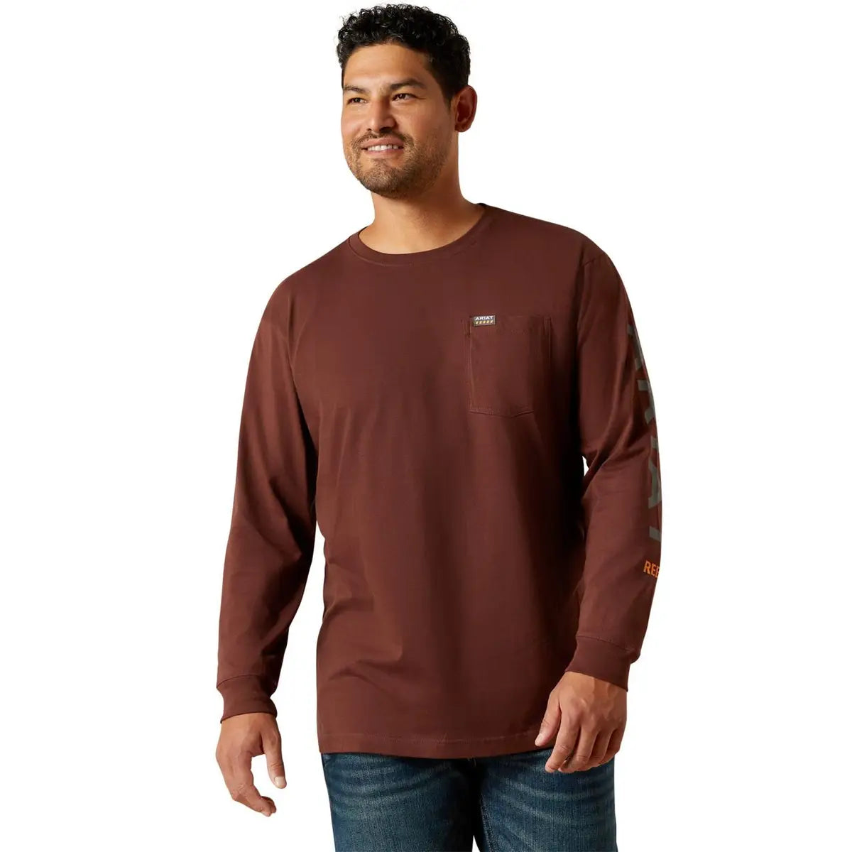 Cotton Strong Standard Logo Pocket TShirt LS- Bitter Chocolate/Charcoal