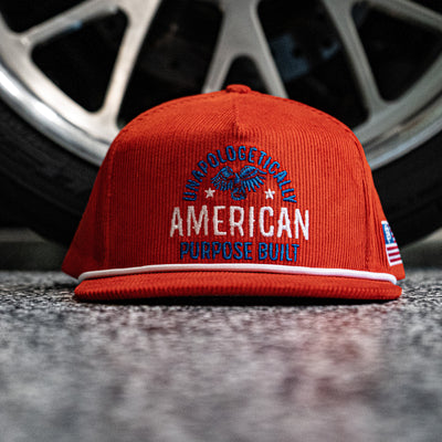 Unapologetically American Cordoroy Snapback, Red