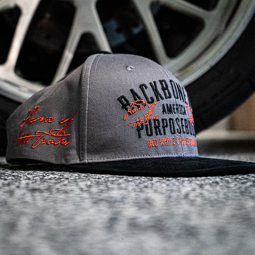 “Backbone of America” Snapback, Grey/Black