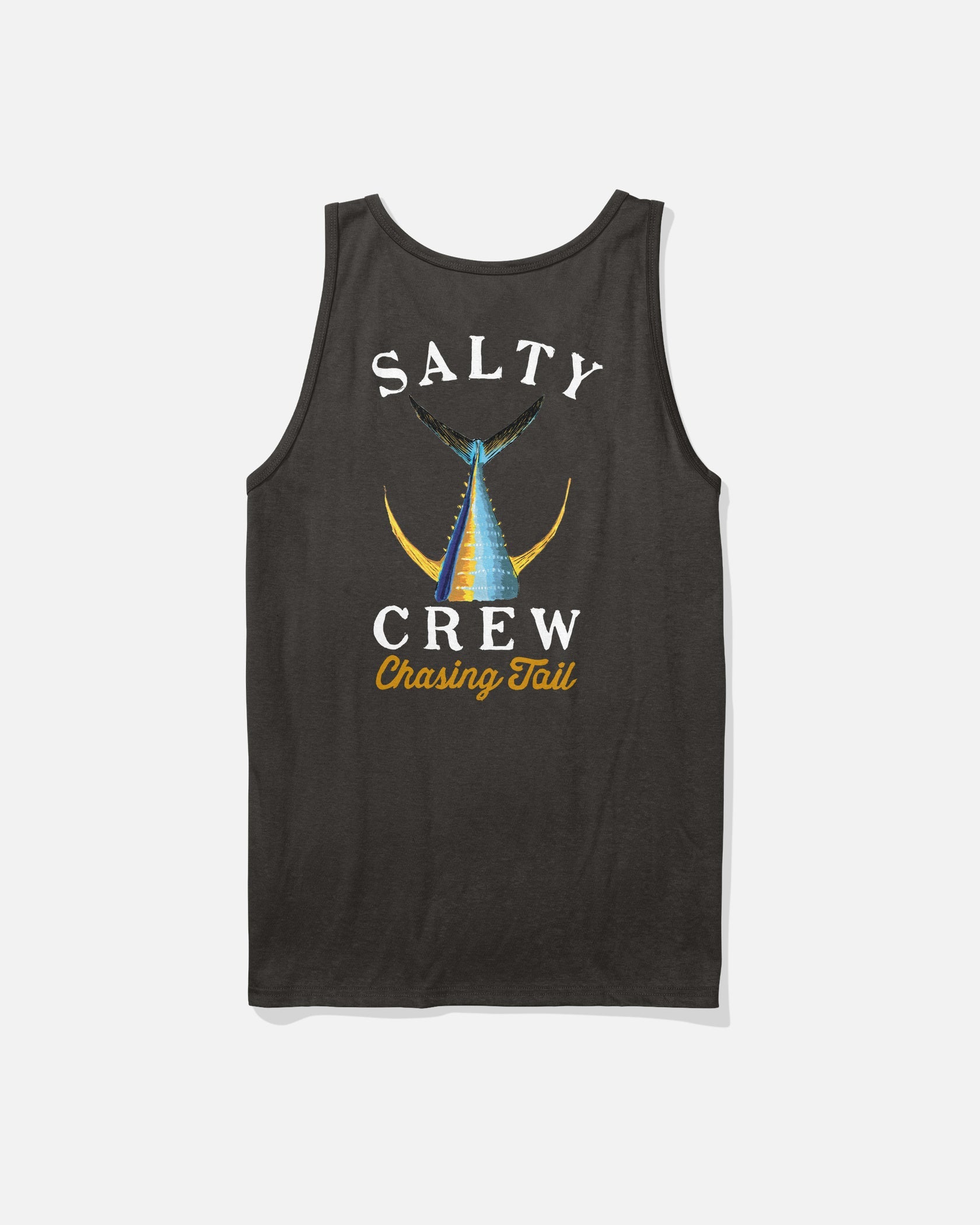 Back view of the Salty Crew Tailed graphic tank top in black