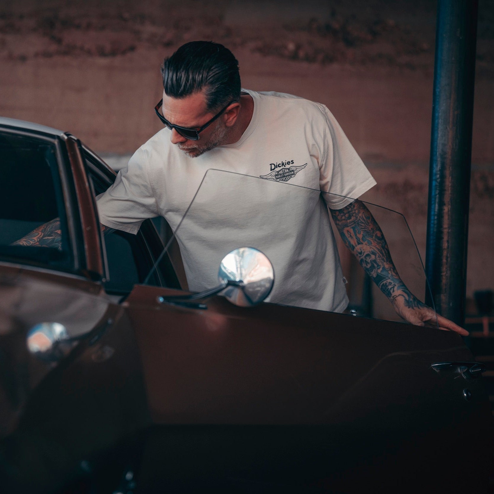 Dickies x Harley Davidson Wash Tee, Bone