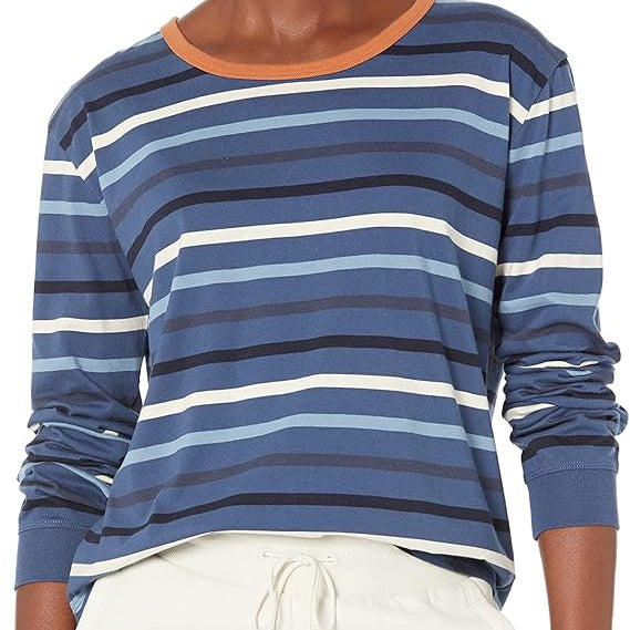 Women's Long Sleeve Deschutes Cotton Ringer Tee- Blue Multi