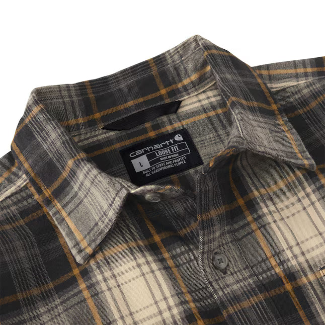 Hubbard Loose LS Plaid Shirt- Black