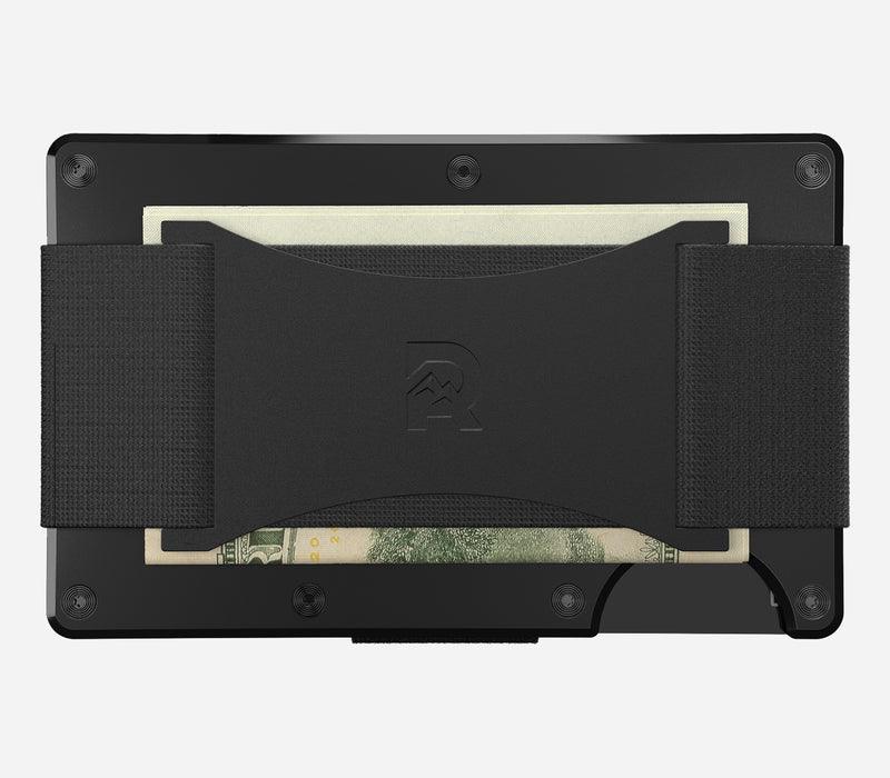Aluminum | Royal Black Minimalist Wallet - Cash Strap -  - 