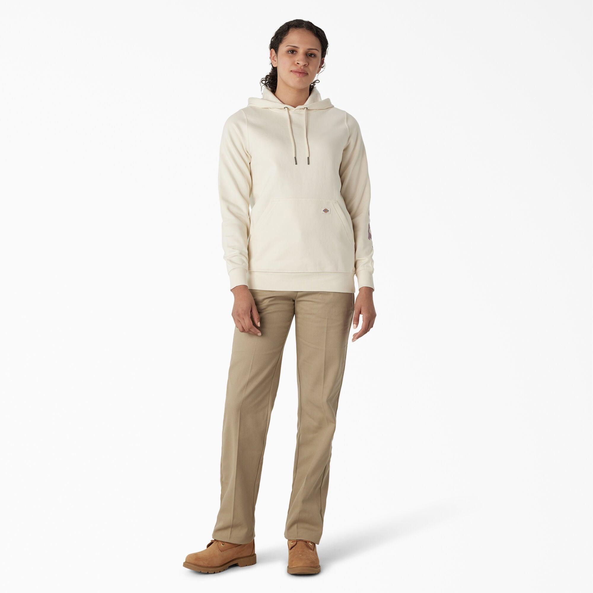 Women's Water Repellent Sleeve Logo Hoodie, Antique White - Purpose-Built / Home of the Trades