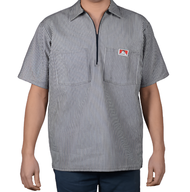 1/2 Zipper Short Sleeve  Stripe - Navy - Purpose-Built / Home of the Trades -  - 
