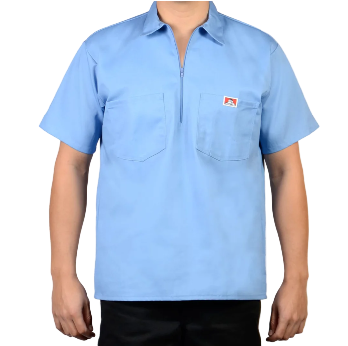 1/2 Zipper Short Sleeve Solid  - Light Blue - Purpose-Built / Home of the Trades -  - 