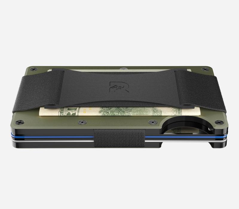 Aluminum | Matte Olive Minimalist Wallet - Cash Strap -  - 